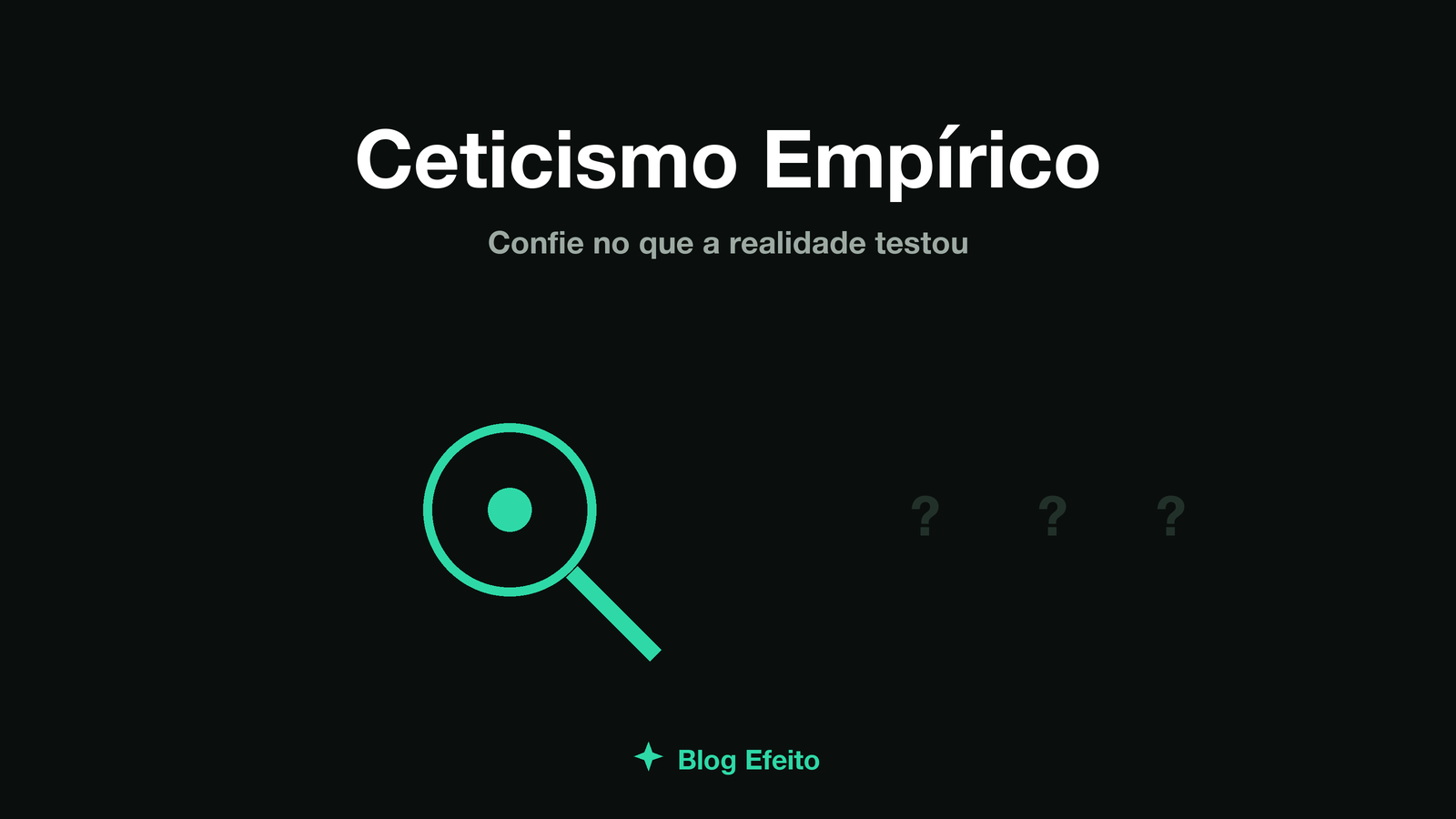 Capa do artigo Ceticismo empírico: arte abstrata com uma lupa geométrica sobre pontos de dado, em tons de verde sobre fundo escuro