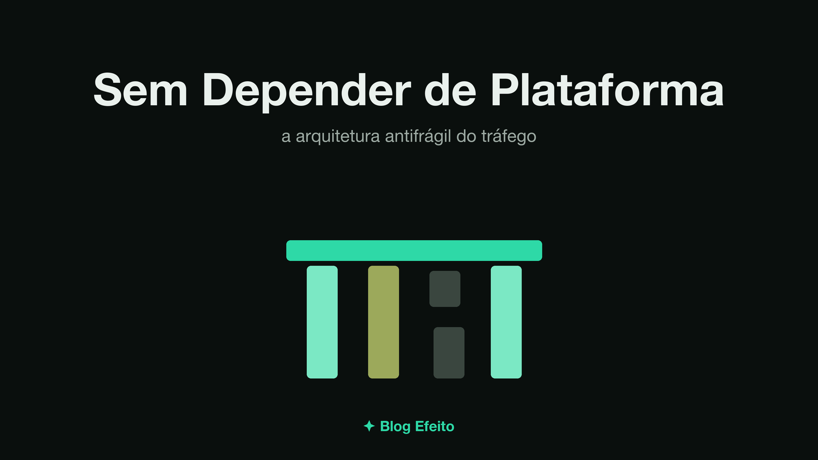 Capa do artigo Crescer Sem Depender de Uma Plataforma: arte abstrata em tons de verde sobre fundo escuro
