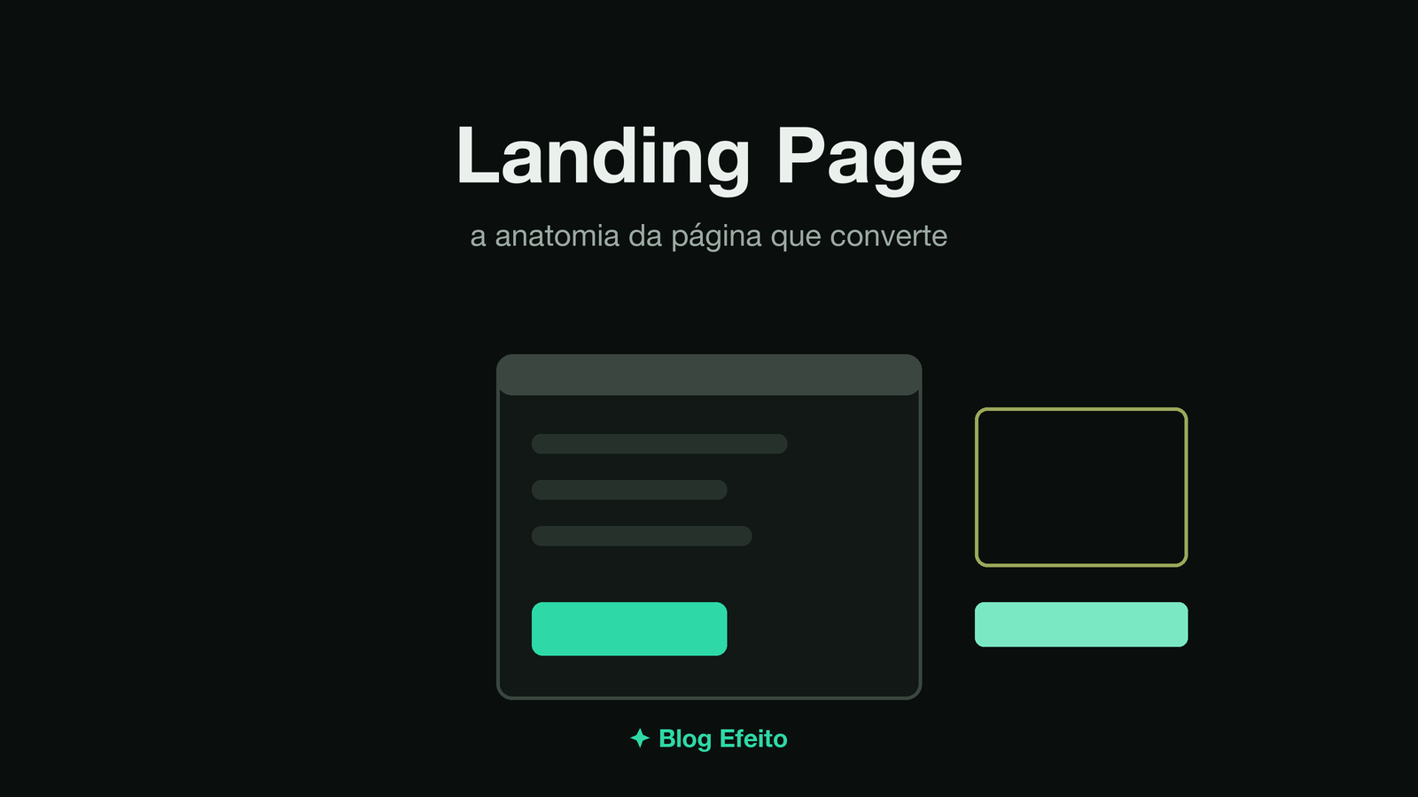 Capa do artigo Landing Page: arte abstrata em tons de verde sobre fundo escuro