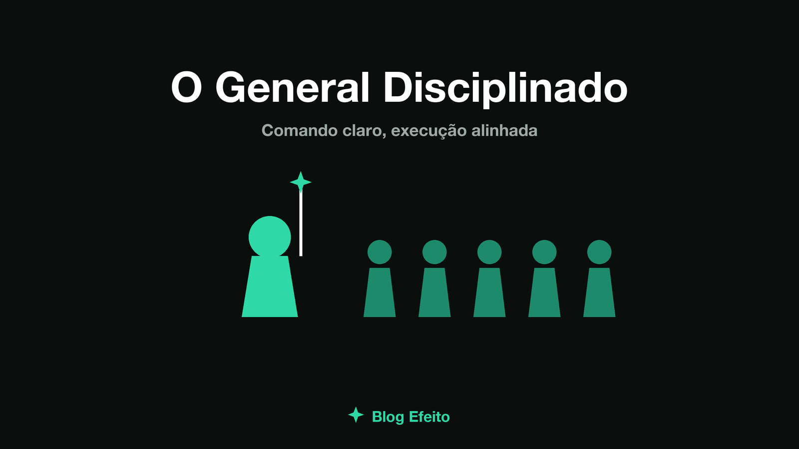 Capa do artigo O general disciplinado: uma figura de comando à frente de peças alinhadas em formação, em verdes sobre fundo escuro